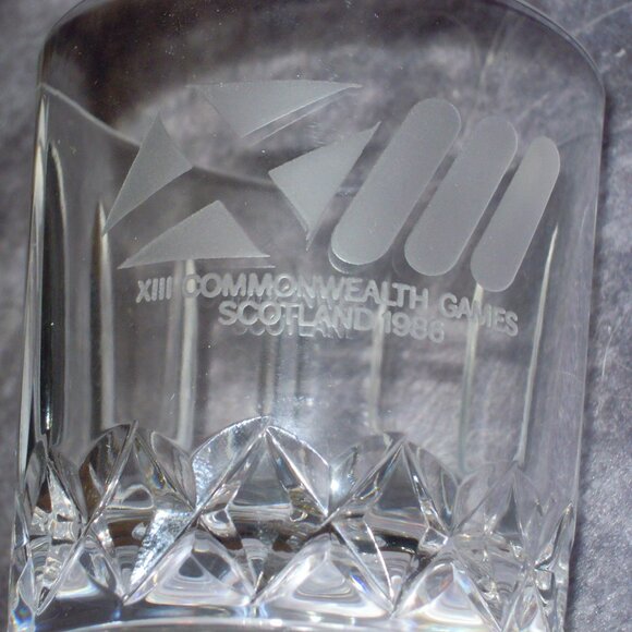Vtg Boxed 4 Edinburgh Crystal Tumbler Whiskey Glasses 1986 Commonwealth Scotland - Picture 6 of 10